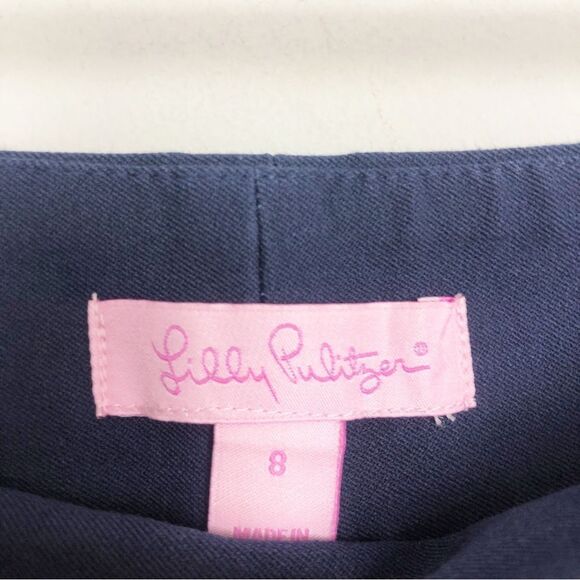 LILLY PULITZER | Sloane True Navy Blue Solid Side Button Shorts Women’s Size 8 - Picture 6 of 11